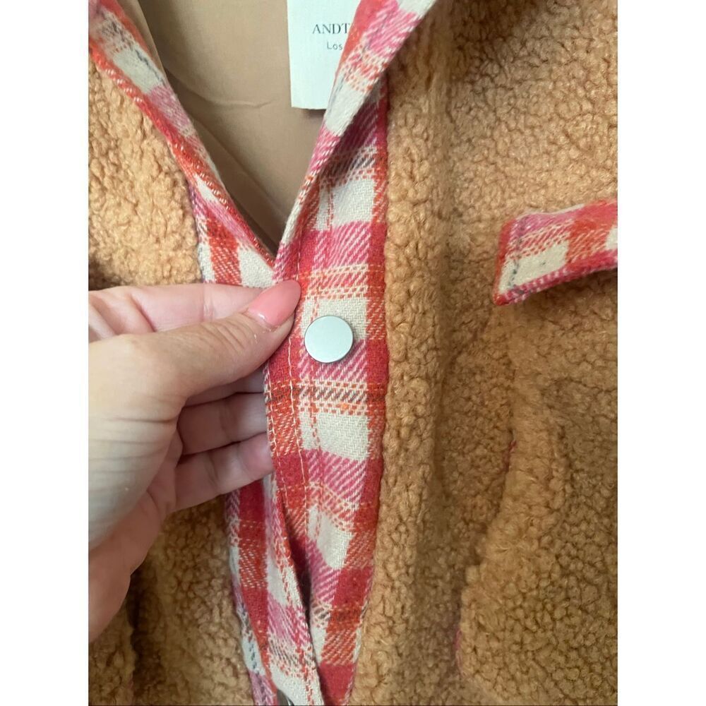 Andthewhy Teddy Sherpa Button Up Shirt Jacket NEW NWT - Picture 3 of 7
